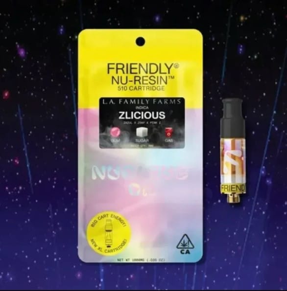 Friendly x L.A. Family Farms - Zlicious - Nucleus Nu-Resin Cart - 1g - Friendly -  - $39.99 - 510 Cured/Live/Rosin Cartridges