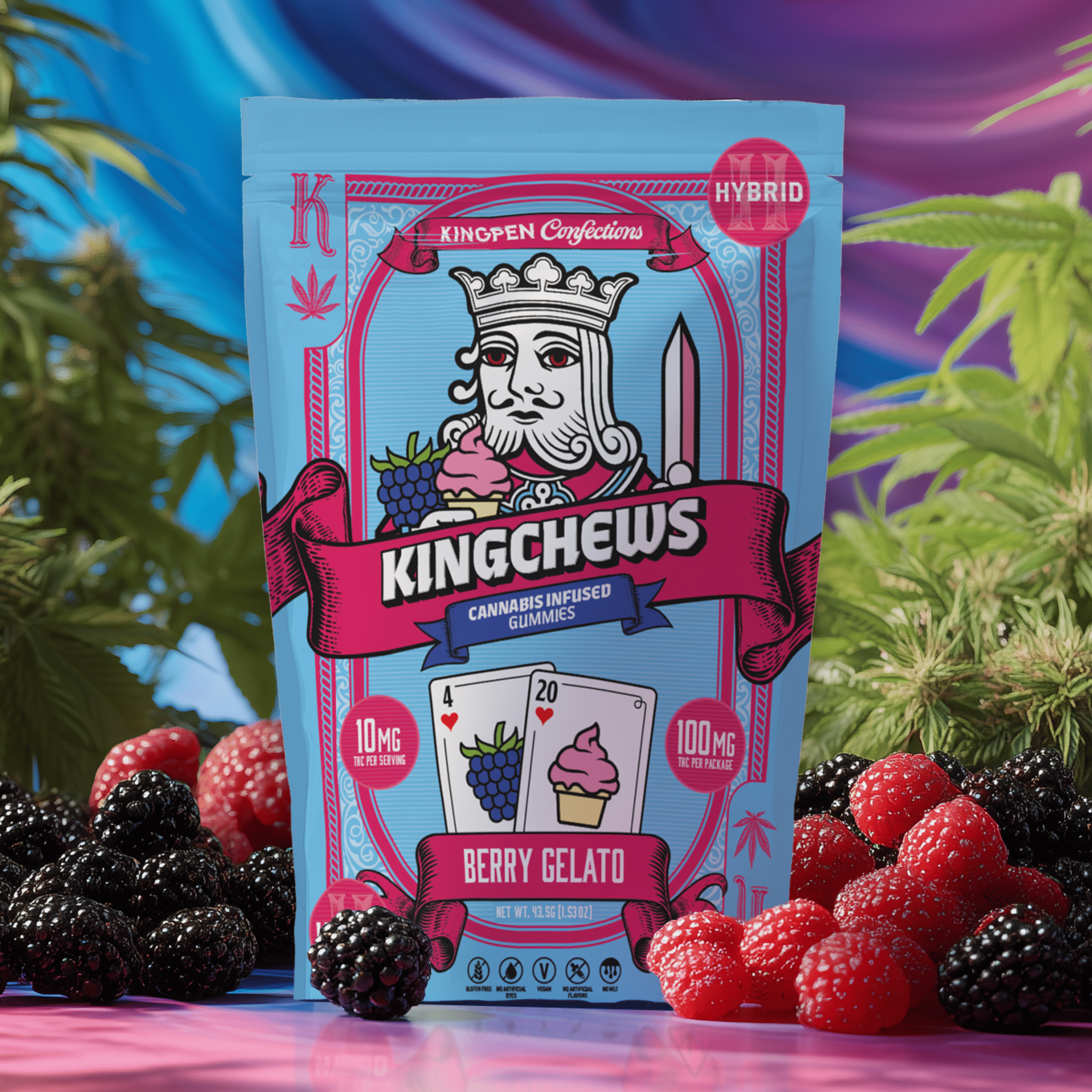 Kingchews | Berry Gelato Gummies - 100mg - KINGPEN -  - $13 - Edibles