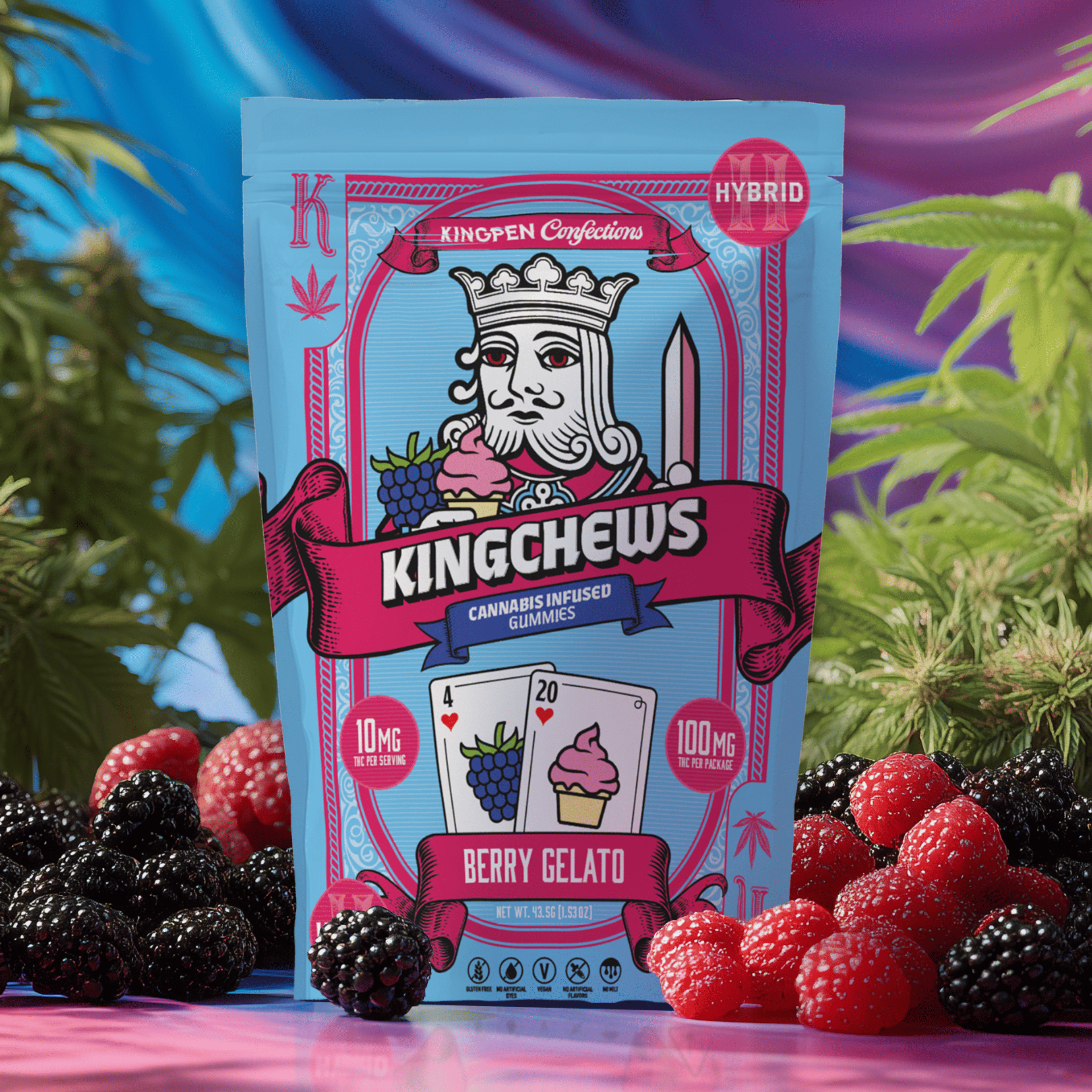 Kingchews | Berry Gelato Gummies - 100mg - KINGPEN - - $13 - Edibles