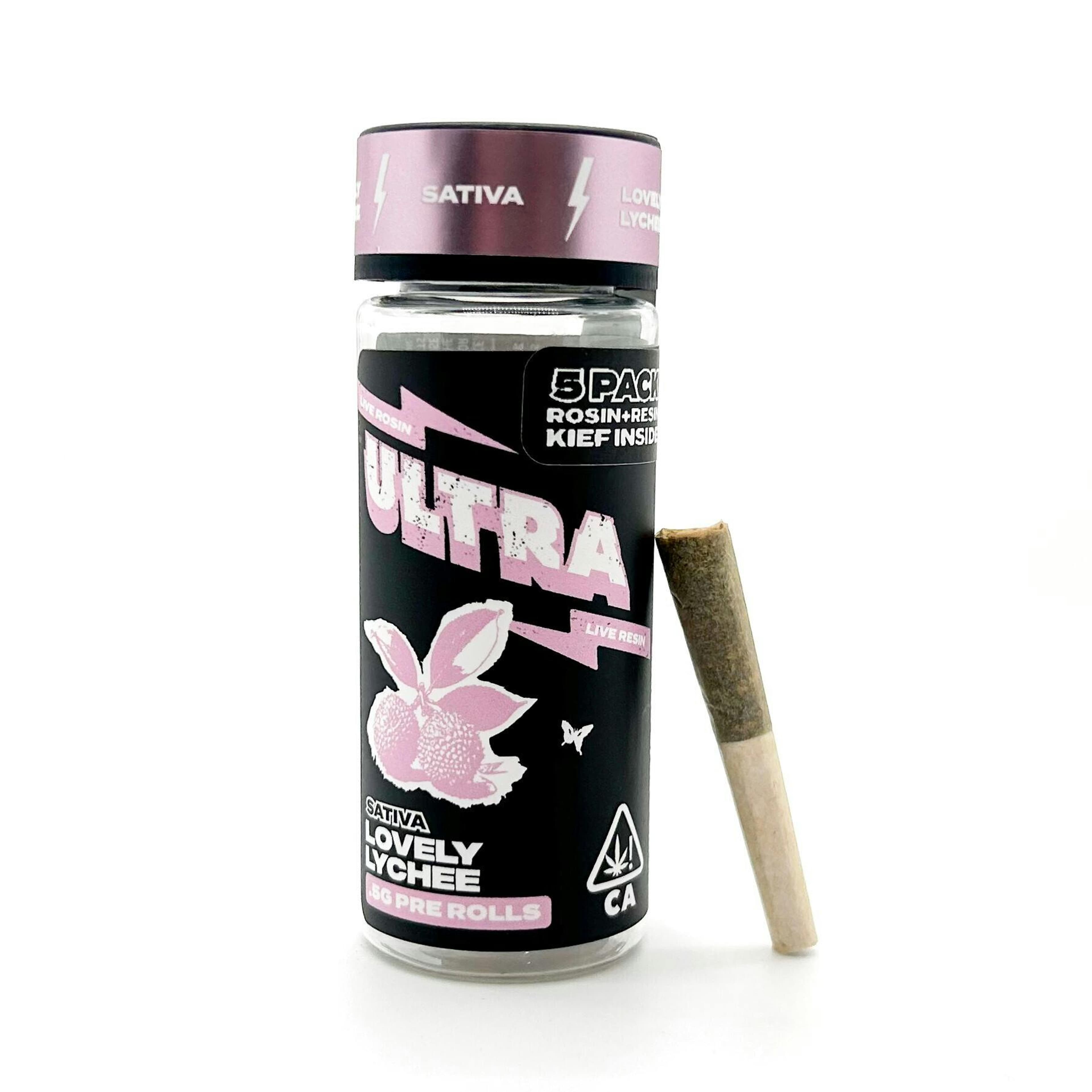 Lovely Lychee - 5pk .5g Rosin/Resin Infused Pre Rolls - ULTRA xP - - $21.75 - Pre-Rolls