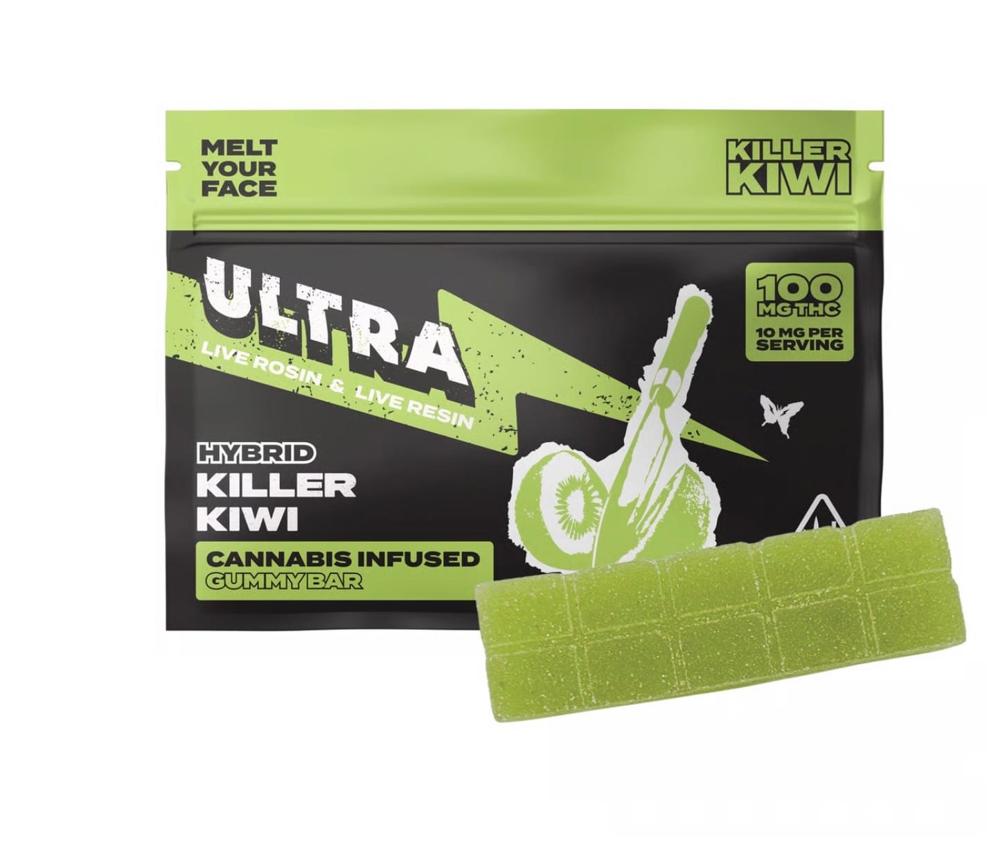 100mg HYBRID KILLER KIWI Gummy Bar - ULTRA -  - $11.25 - Edibles