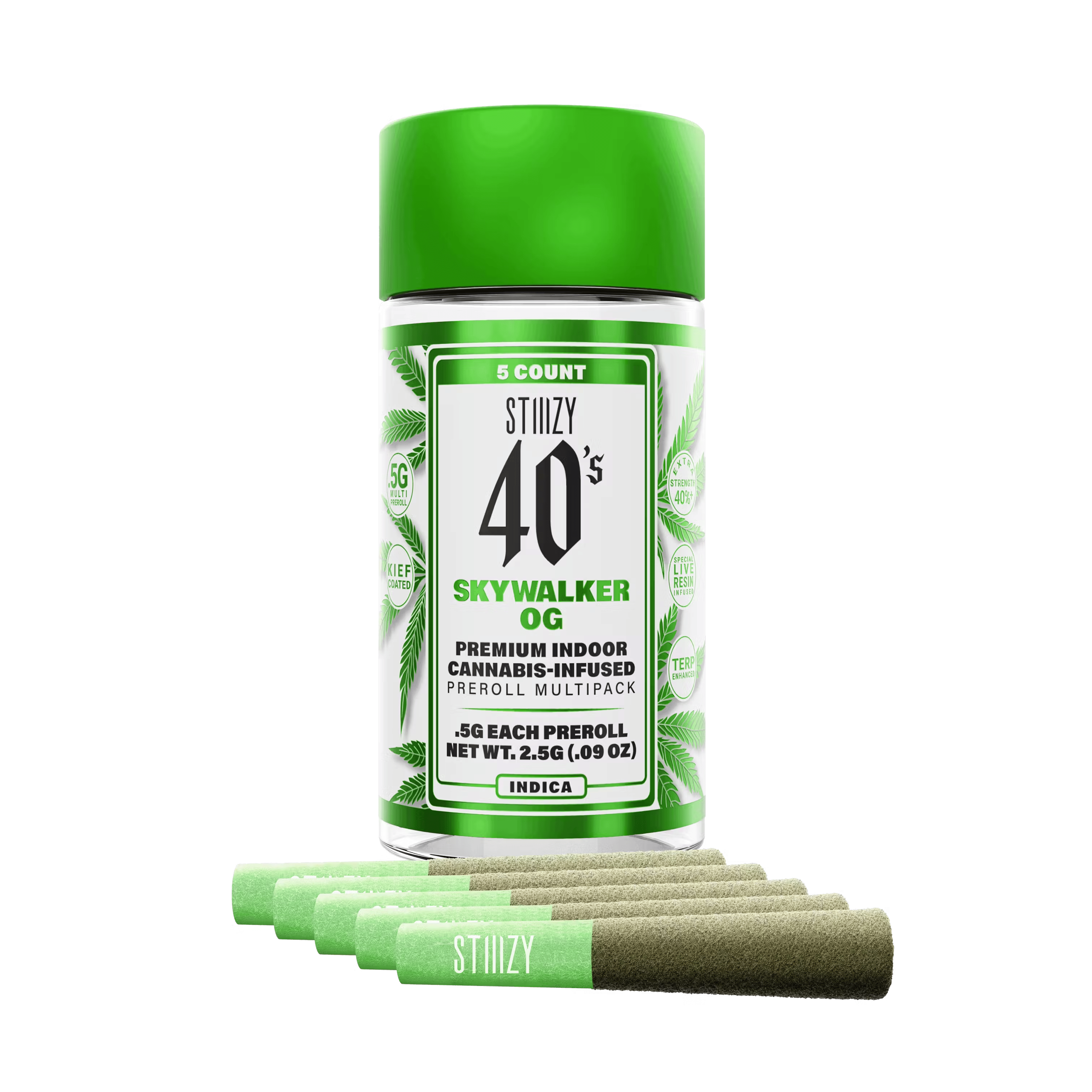 40's | Skywalker OG (I) Infused Pre-Roll 5-Pack - 2.5g - STIIIZY - - $25 - Infused Pre-Rolls