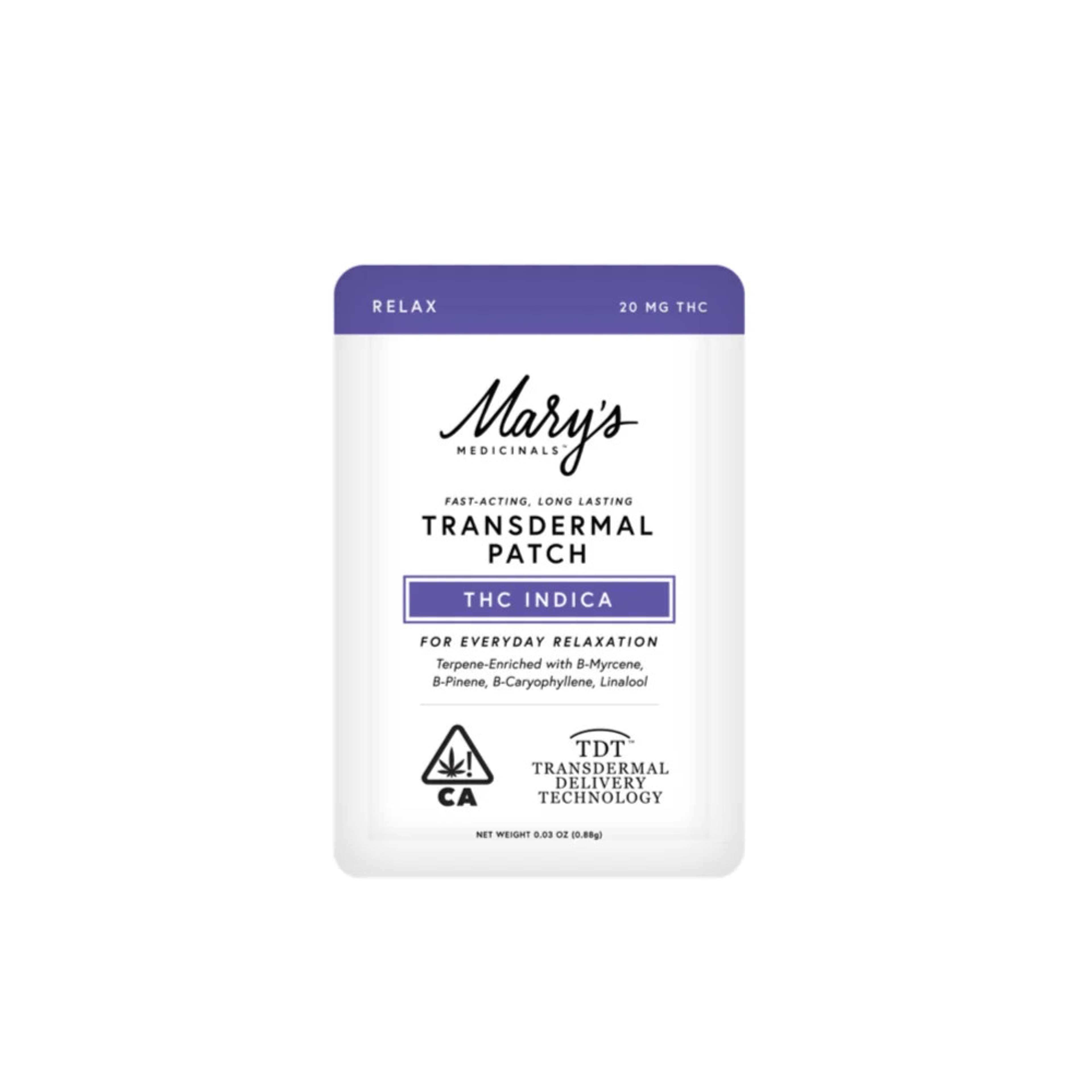 Relax Transdermal Patch - Mary's Medicinals - Relax - $12 - Topicals