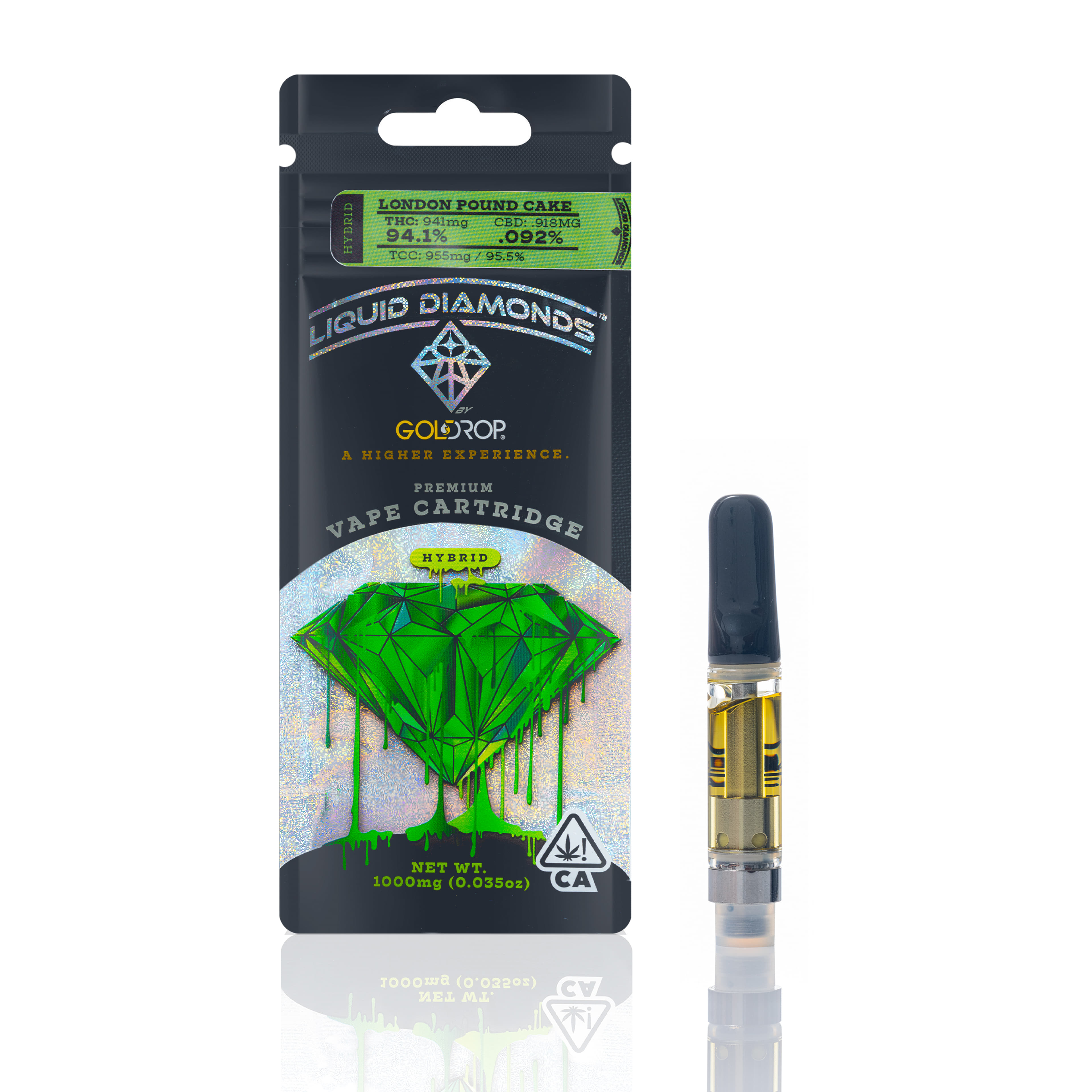 London Pound Cake - 1g Liquid Diamonds Cartridge - Gold Drop - 1g Cart - Hybrid - $25 - 510 Cartridges