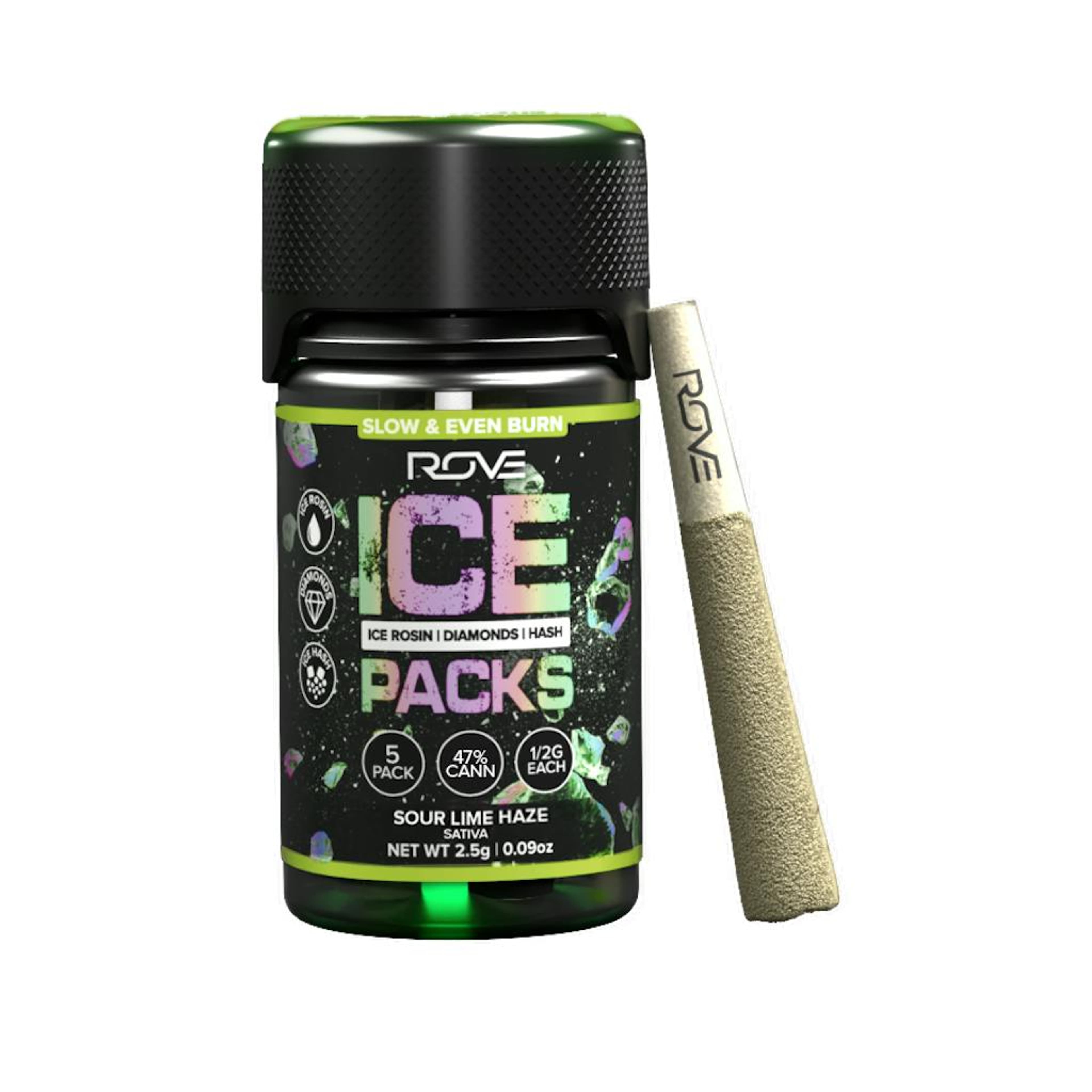 Sour Lime Haze - .5g Rosin, Hash, and Diamonds Prerolls (5pk) - ROVE - Infused PR pack - Sativa - $32 - Infused Preroll Pack