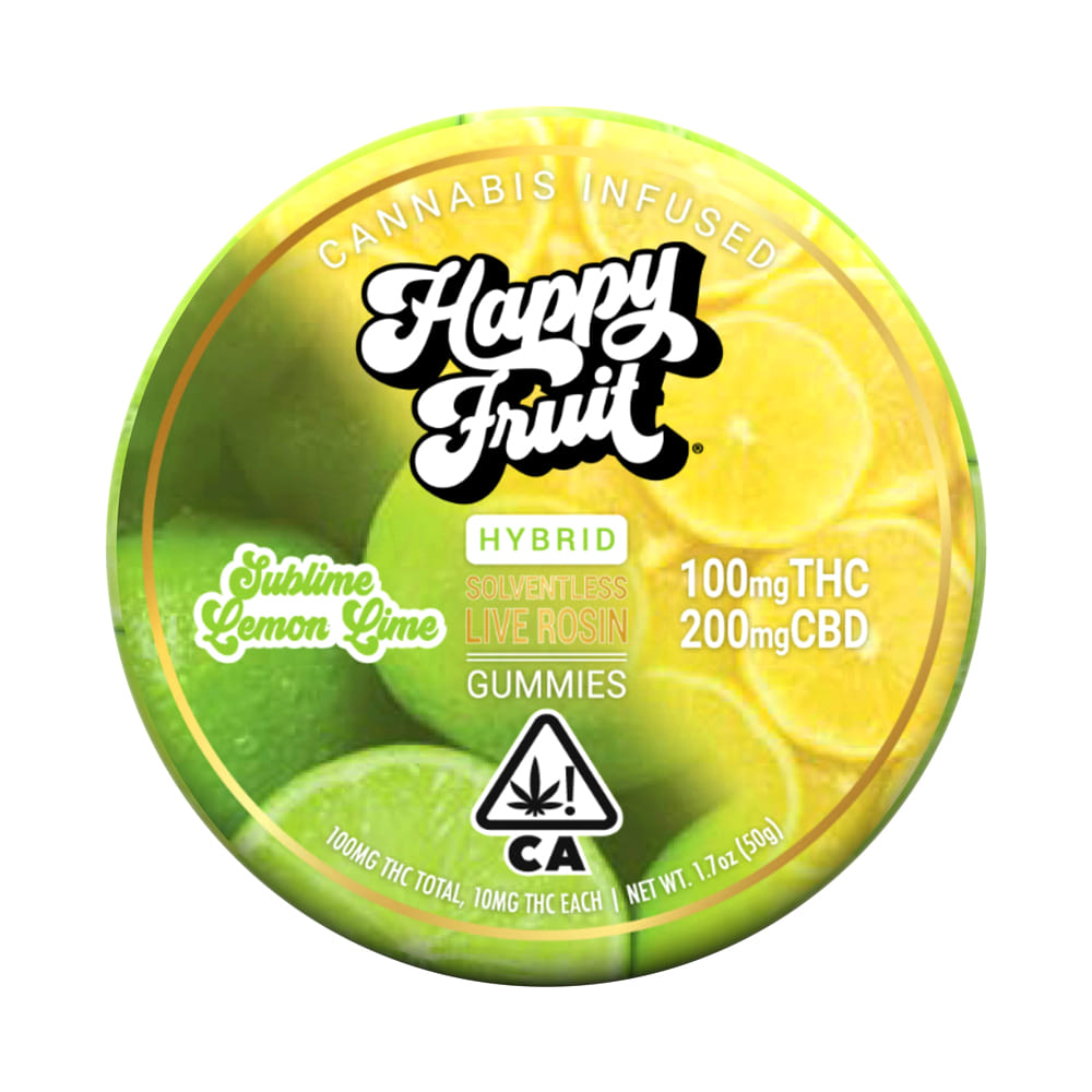 Sublime Lemon Lime (H) Live Rosin Gummies *B1G1 EVERYDAY* - Happy Fruit - Sublime Lemon Lime (H) - $16 - Edibles