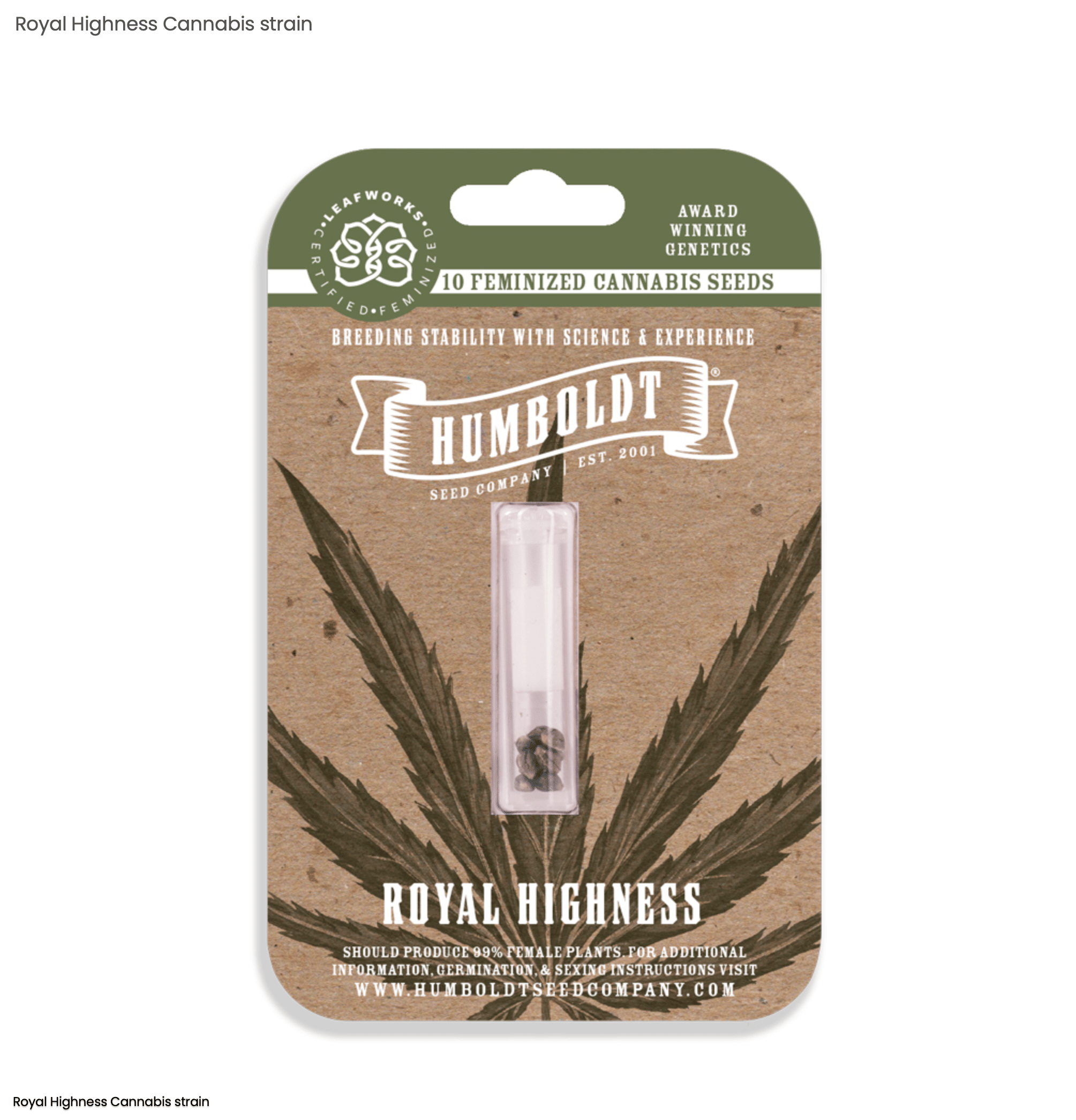 Royal Highness - 10pk Feminized Seeds - Humboldt Seed Company - Fem Seed - Hybrid - $100 - Seeds