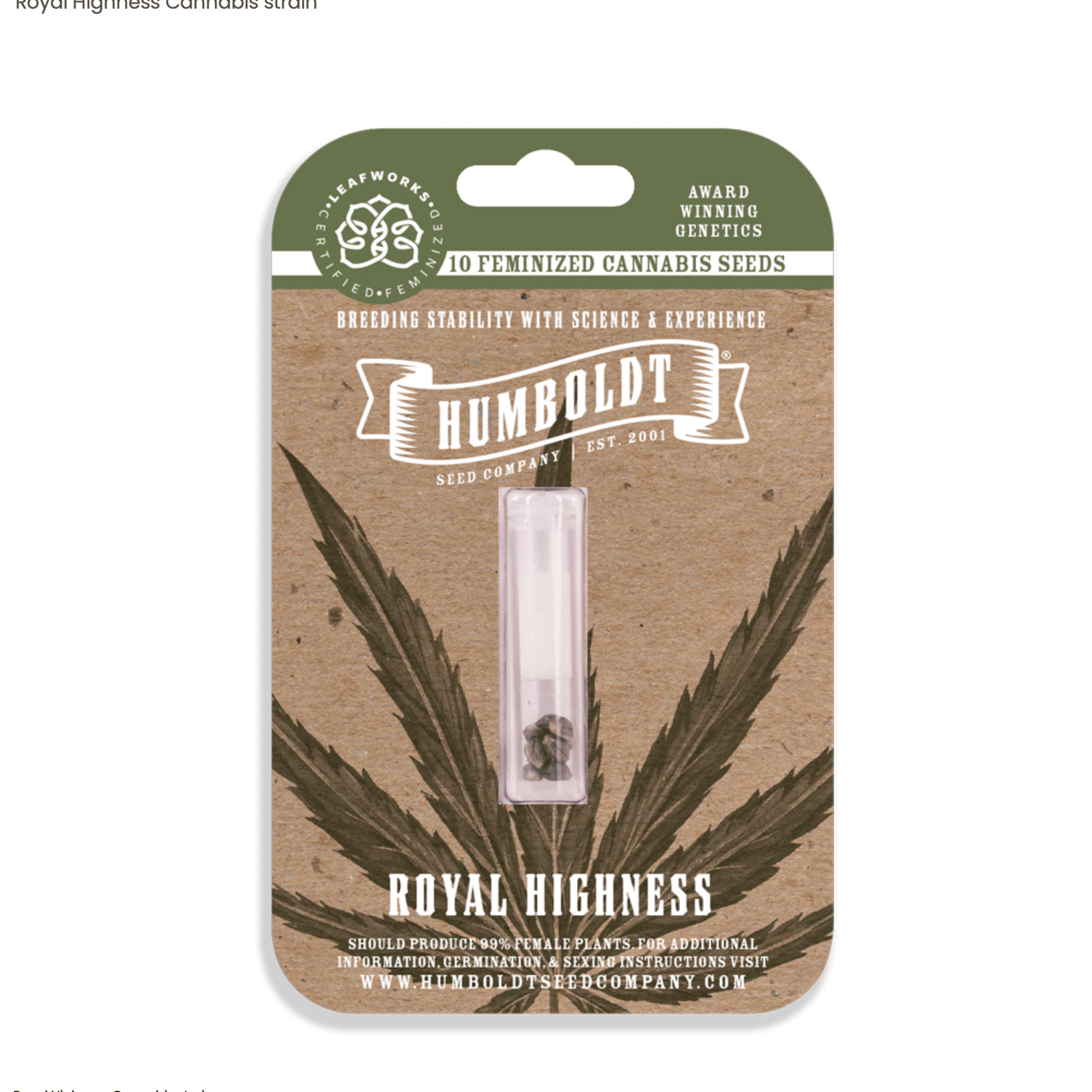 Royal Highness - 10pk Feminized Seeds - Humboldt Seed Company - Fem Seed - Hybrid - $100 - Seeds