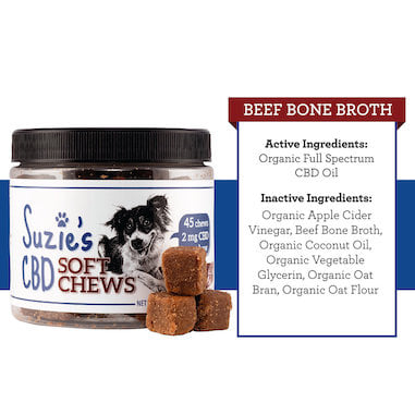 CBD Dog Soft Chew Treats 2MG/90MG - Beef Bone Broth