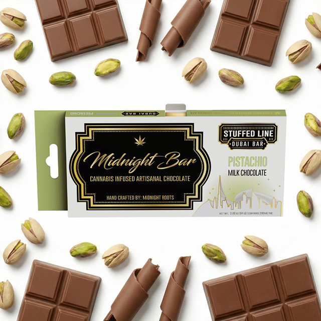 Dubai Chocolate Bar 200mg - Milk & White Chocolate