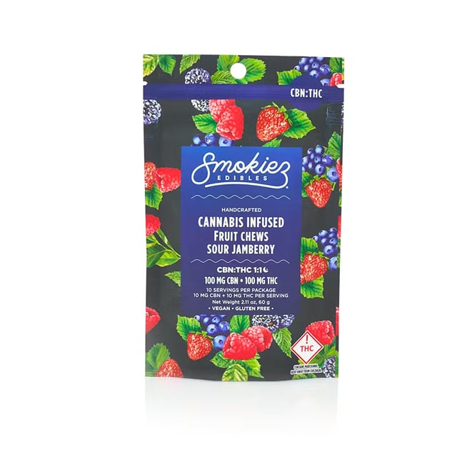 SOUR Jamberry - 1:1 CBN - 10pk Fruit Chews