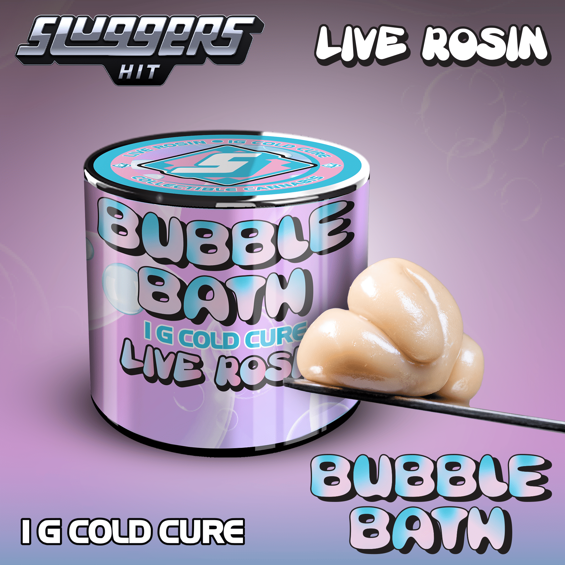 Bubble Bath - 1g Live Rosin - Sluggers Hit - 1g Rosin - Indica - $35 - Concentrates