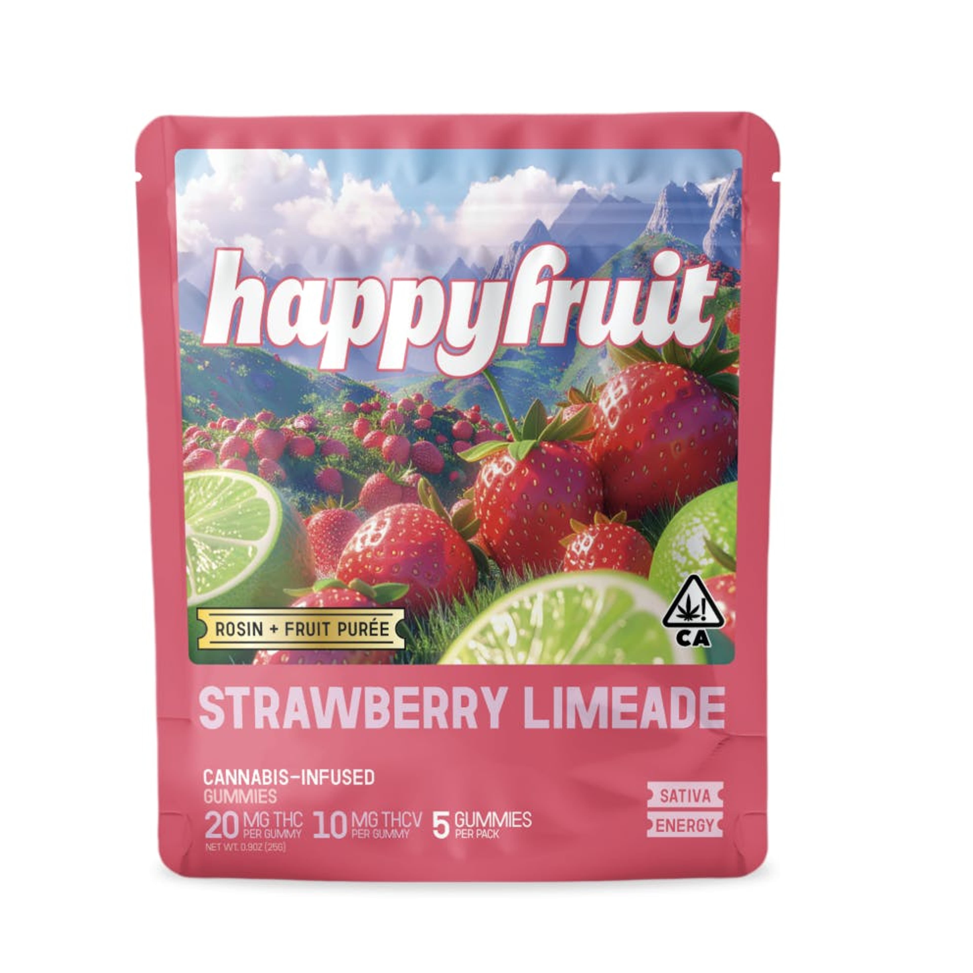 Happy Fruit - Strawberry Limeade - Rosin Gummies (5pk) - 100mg THC / 50mg THCV *B2G2 EVERYDAY* - Happy Fruit - SL - Gummy 5pk - 100mg - $15.99 - Edibles