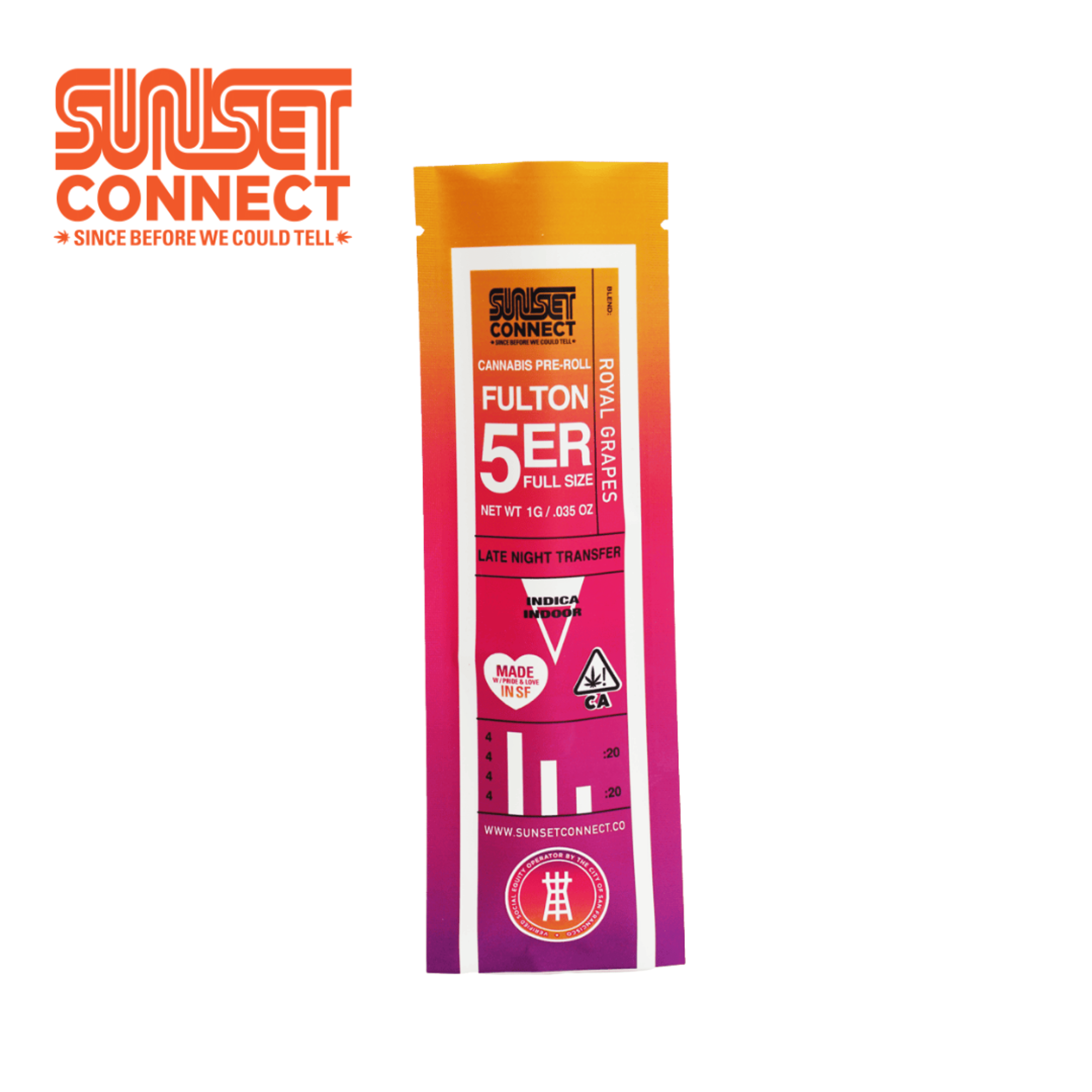Sunset Connect (Fulton 5'er) - Royal Grapes - Pre-Roll - 1g - Sunset Connect - RG - Pre-Roll - 1g - $5.26 - Pre-Rolls