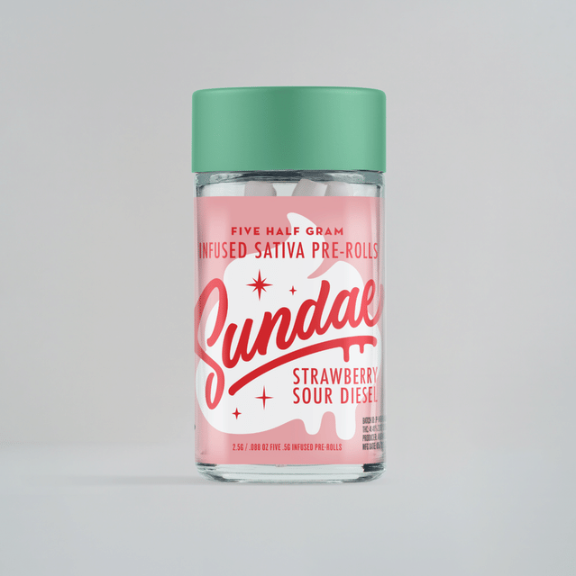 Sundae: Strawberry Sour Diesel - .5g Infused Prerolls(5pk)