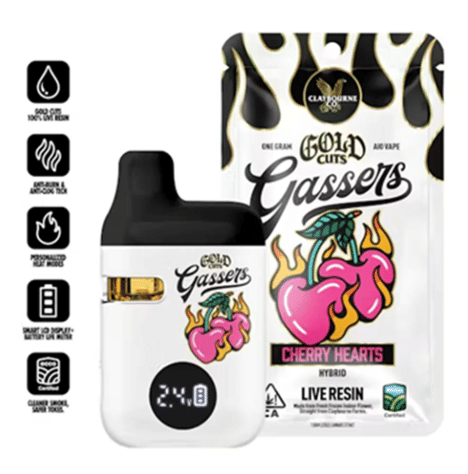 Claybourne Co.: Cherry Hearts Gold Cut Gassers