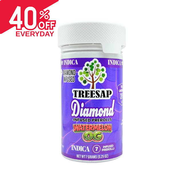 Treesap | 7pk - Watermelon OG - Diamond Infused Pre-Rolls - Indica