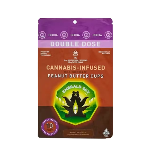 MILK CHOCOLATE INDICA PEANUT BUTTER CUPS DOUBLE DOSE - 100 mg - 10 Pack