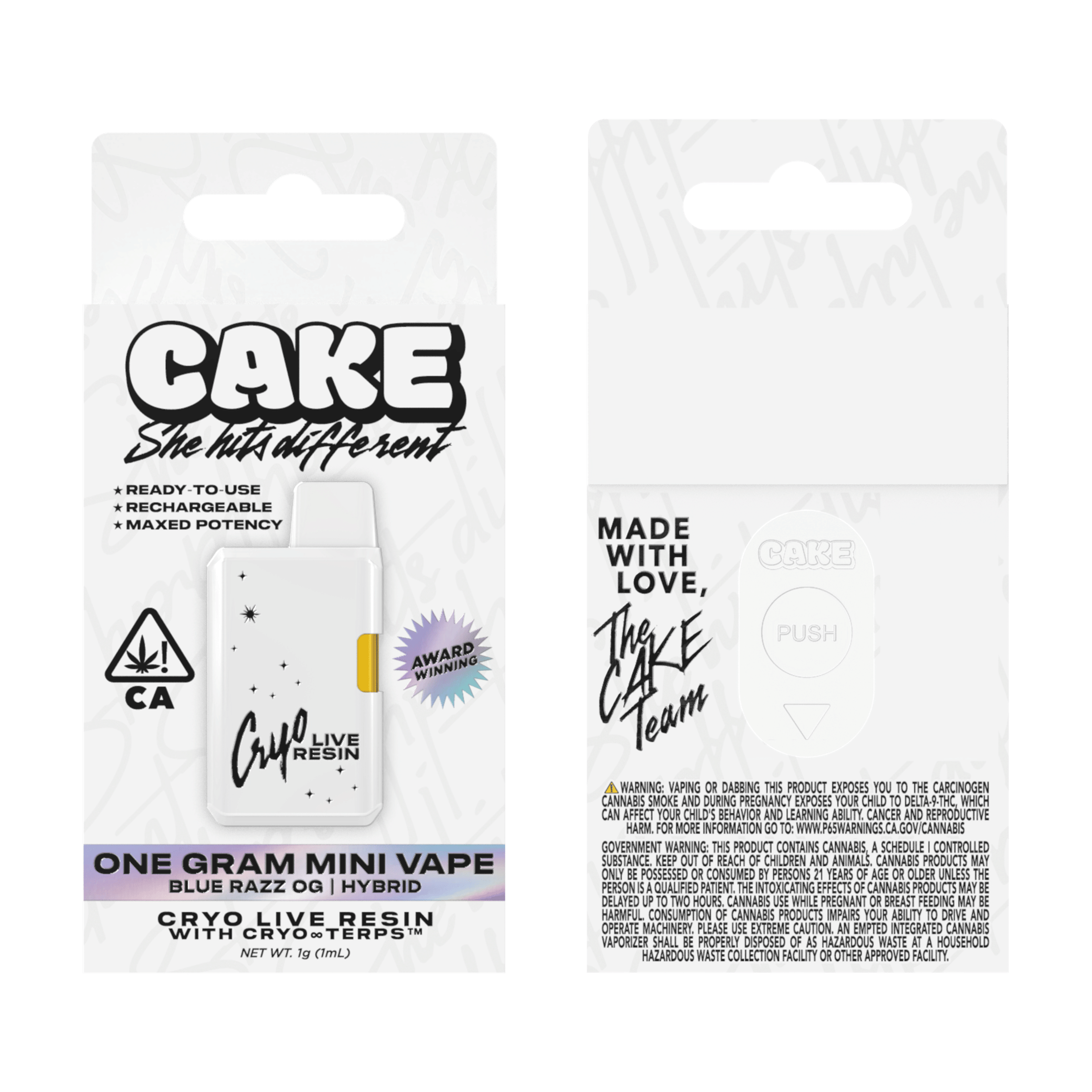 CAKE Cryo Live Resin | 1g - Blue Razz OG -hybrid - CAKE she hits different - - $30 - All-In-Ones