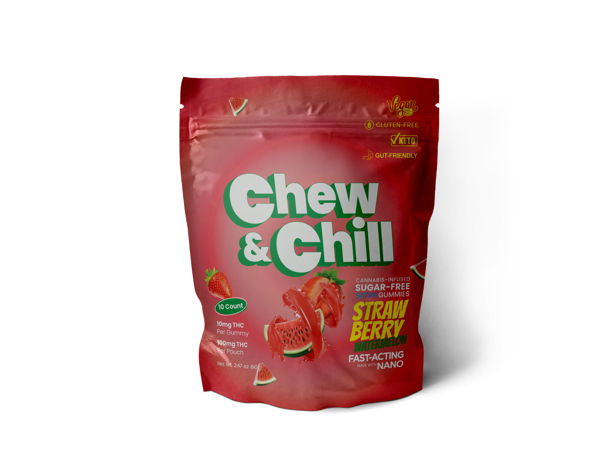 Strawberry Watermelon Gummies 10ct 100mg