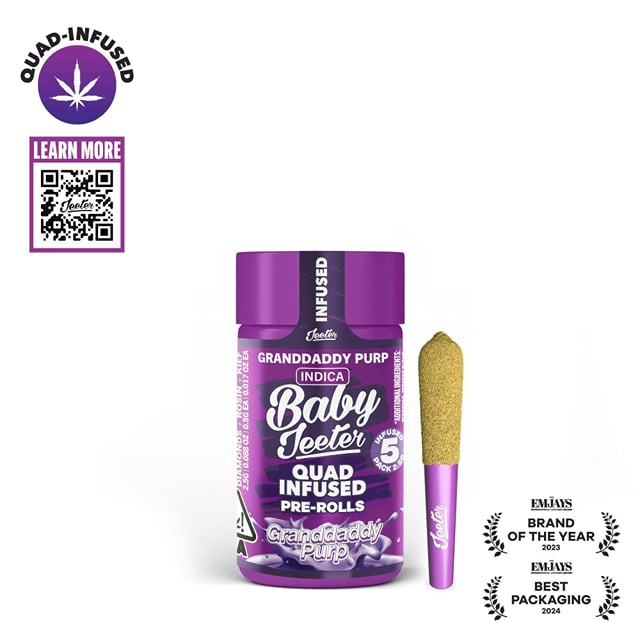 Granddaddy Purp | .5g x 5 Infused Pre-Roll Pack Baby Jeeter
