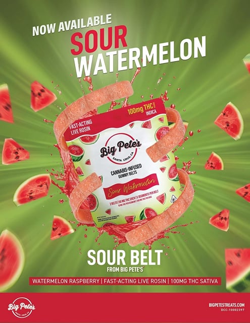 Sour Watermelon | Fast Acting Rosin Gummy Belts |100mg THC 2pk