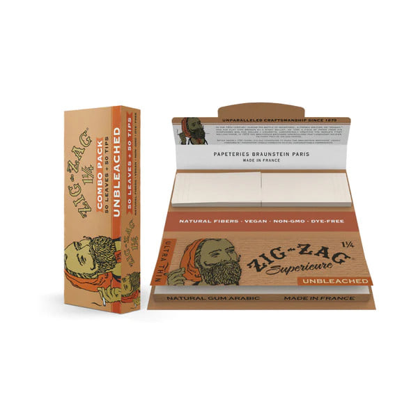 Combo Pack 1 1/4" Unbleached Carton, 50 Papers and Tips