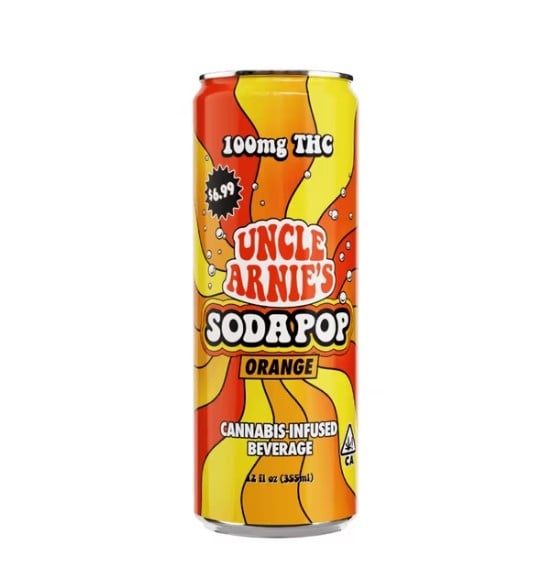Uncle Arnie's Beverage 12oz Orange Soda 100mg
