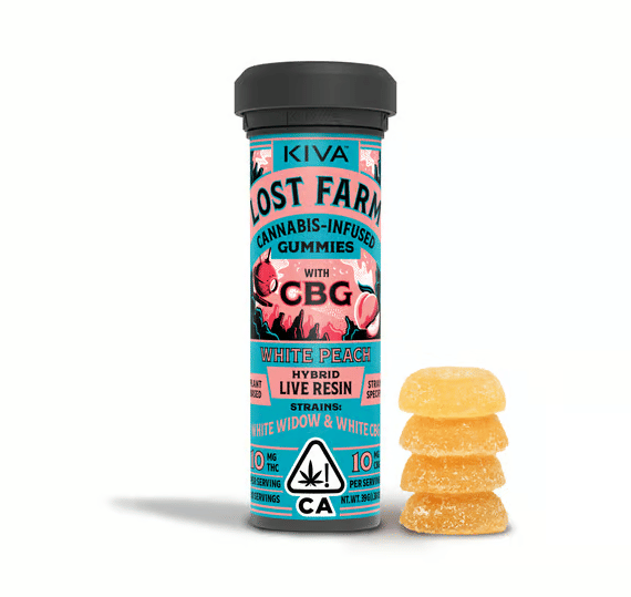 Lost Farm Gummies White Peach X White Widow X White CBG 10:10 Resin 100mg - Lost Farm -  - $20 - Edibles