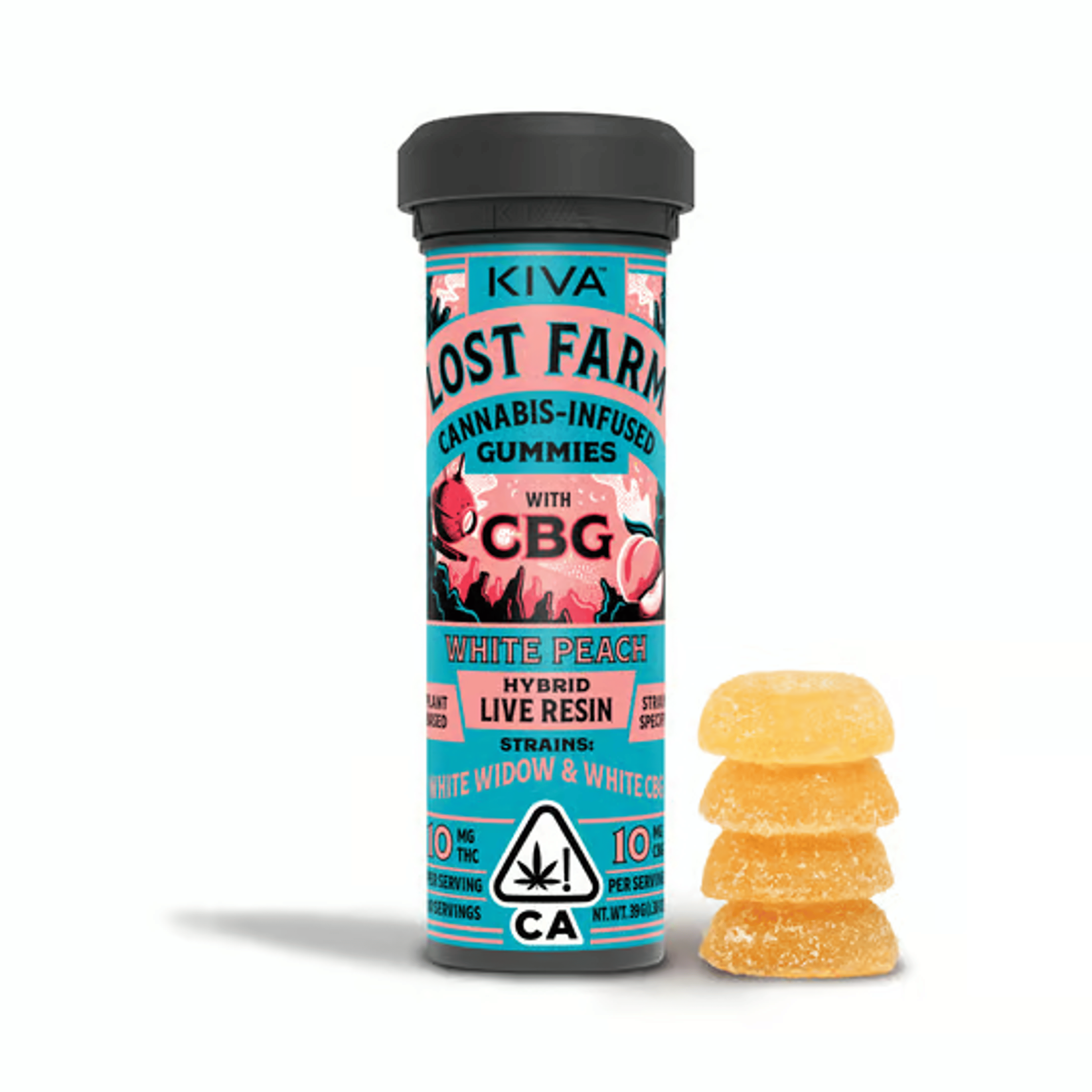 Lost Farm Gummies White Peach X White Widow X White CBG 10:10 Resin 100mg - Lost Farm - - $20 - Edibles