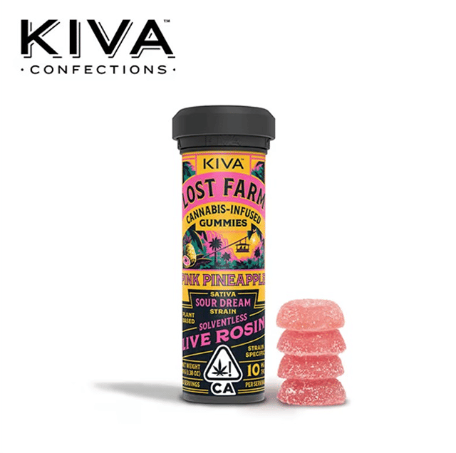 Lost Farm - Pink Pineapple Gummies - Infused w/ Sour Dream Live Rosin - 100mg