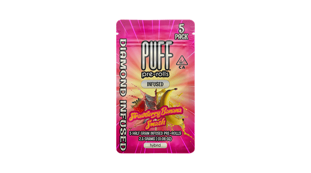 Strawberry Banana Smash - 5 ct - Diamond Infused Pre Roll - 2.5g
