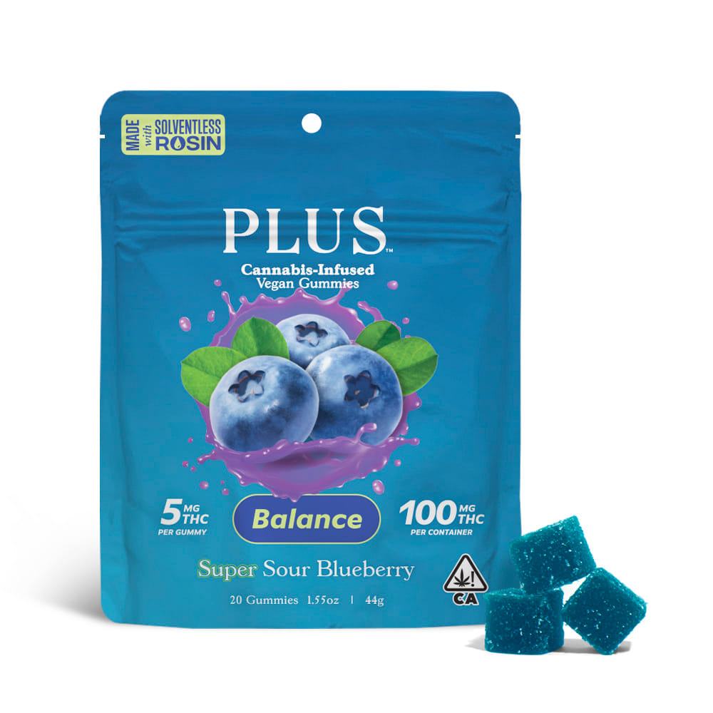 PLUS️ Products — Sour Blueberry - 100mg Gummies Solventless Rosin