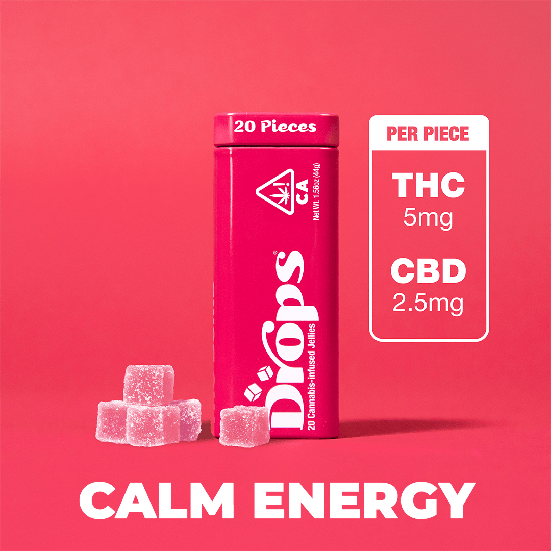 Drops Cali: Raspberry (Calm Energy) 1:2 Live Rosin Gummies 20pk