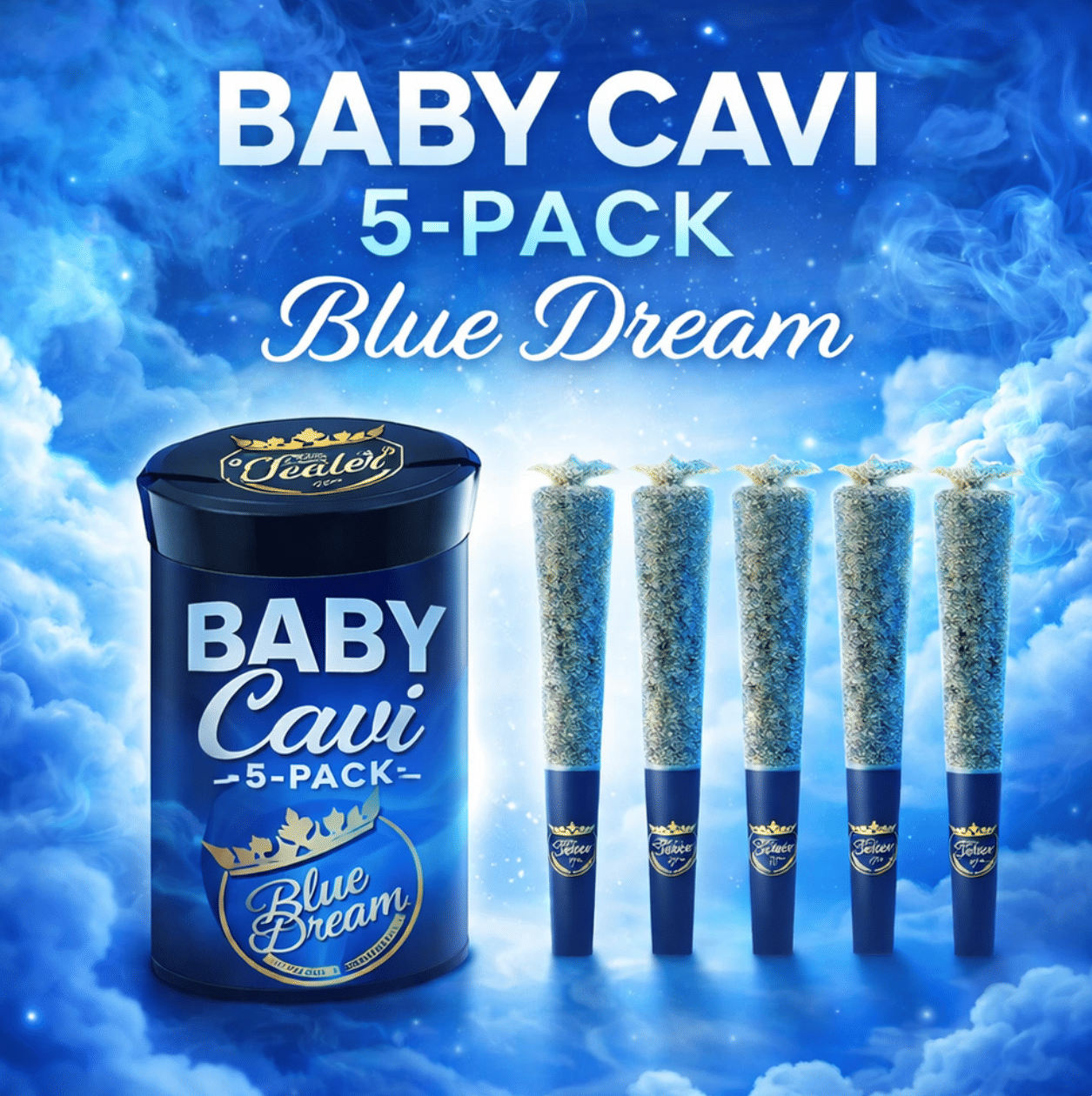 Caviar Gold — Blue Dream - .5g Baby Cavi Infused Prerolls(5pk)