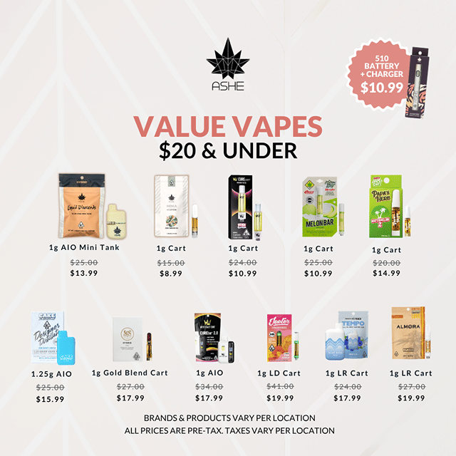 ASHE VALUE VAPES UNDER $20- PAY LESS MORE WEED💨