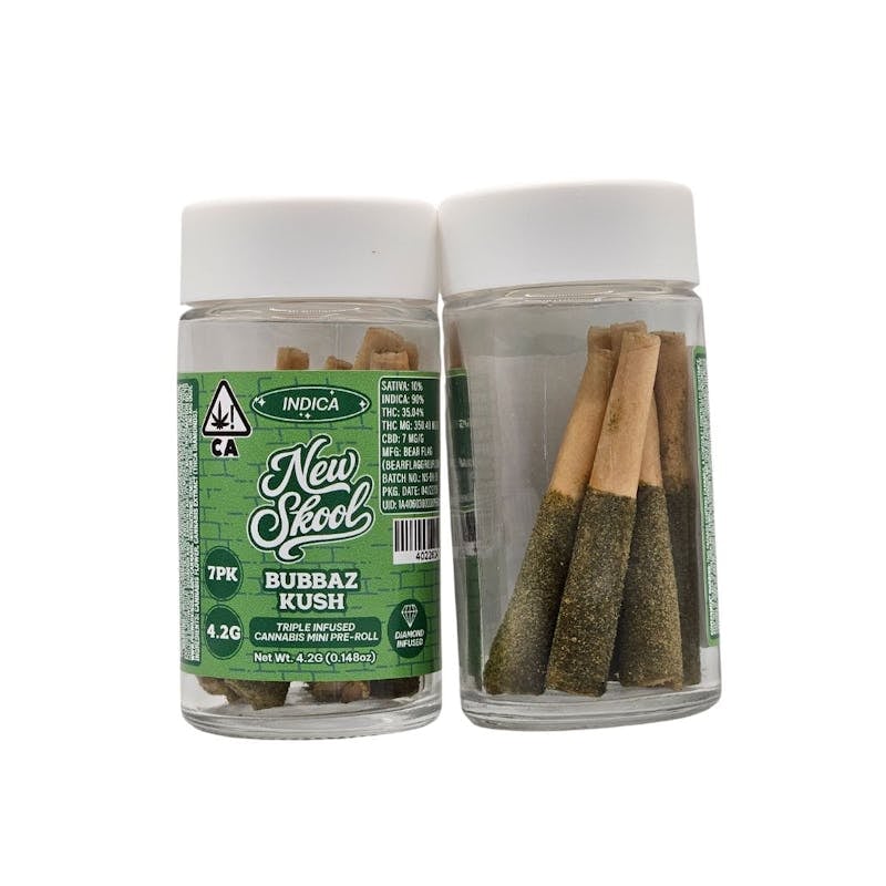New Skool - Bubbaz Kush - Infused Pre-Roll 7-Pack - 4.2g | BOGO EVERYDAY - New Skool - BK - Infused PR PK - 4.2g - $34.99 - Pre-Roll Packs