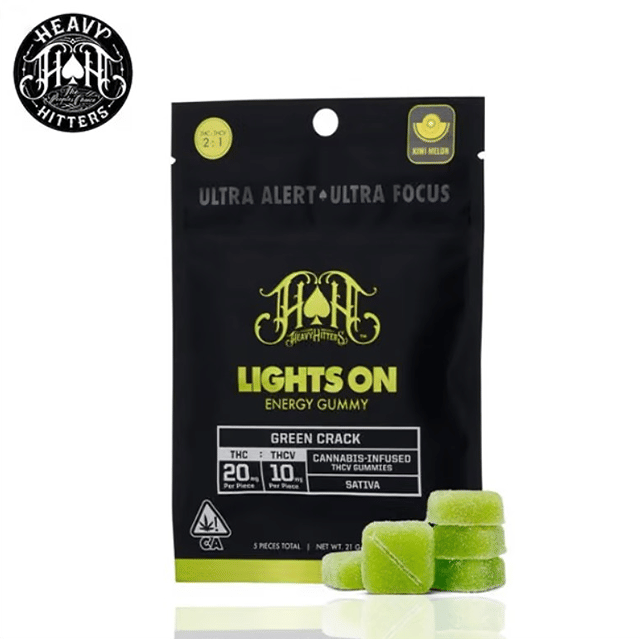 Heavy Hitters - Lights ON - Green Crack Gummies - 100mg THC / 50mg THCV