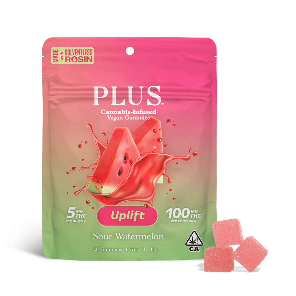 PLUS️ Products — Sour Watermelon - 100mg Solventless Rosin Gummies