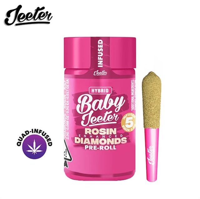 Baby Infused Jeeter - Grapefruit Romulan - Rosin Enhanced Diamonds Pre-Rolls - (5 Pack) - 2.5g