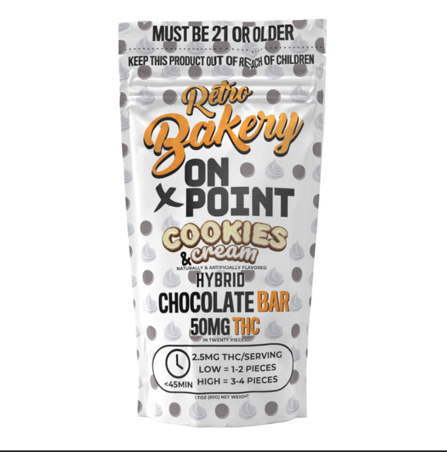 White Chocolate Cookies & Cream - 2.5mg Hemp THC Chocolate Bar - 20pk