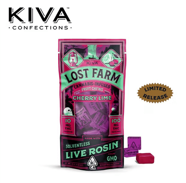 Lost Farm - Cherry Lime Fruit Chews - Infused w/ GMO Live Rosin - 100mg