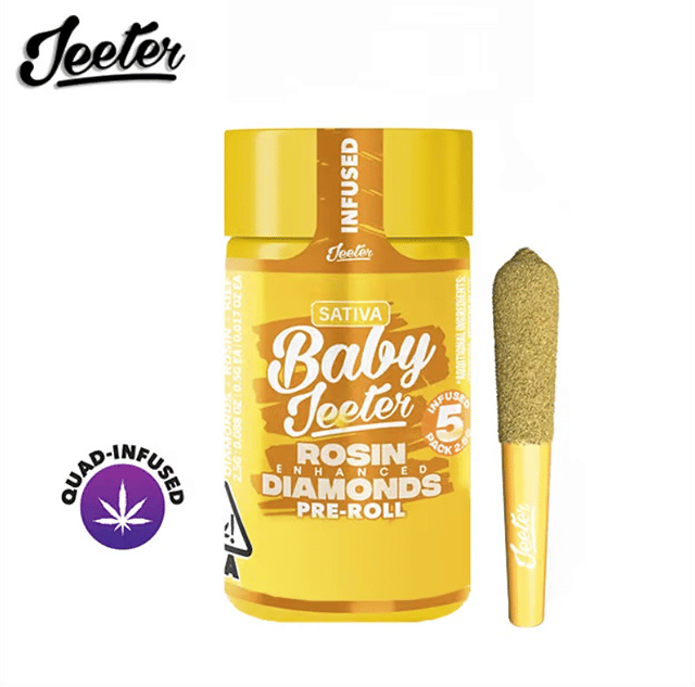 Baby Infused Jeeter - High Tide - Rosin Enhanced Diamonds Pre-Rolls - (5 Pack) - 2.5g