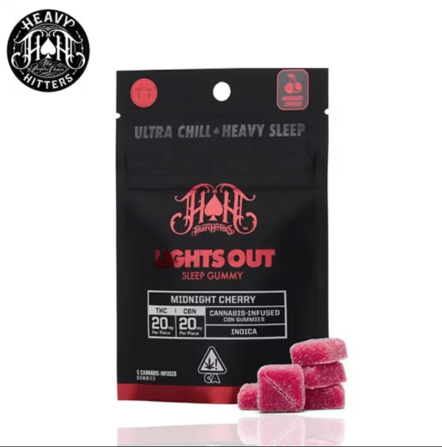 Heavy Hitters - Lights Out - Midnight Cherry Gummies - 100mg THC / 100mg CBN