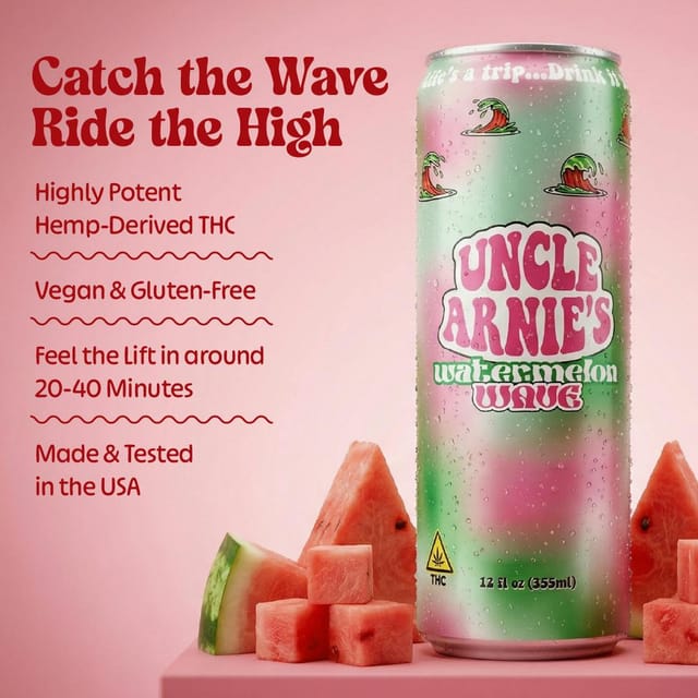 Uncle Arnie's | Watermelon Wave | Non-Carbonated | 100mg | 12oz