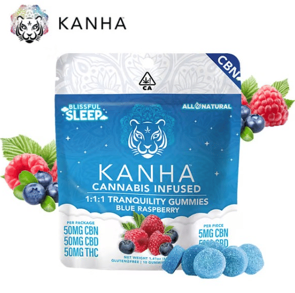 KANHA - Blue Raspberry Tranquility Sleep Gummies 1:1:1 - 50mg CBN / 50mg THC / 50mg CBD
