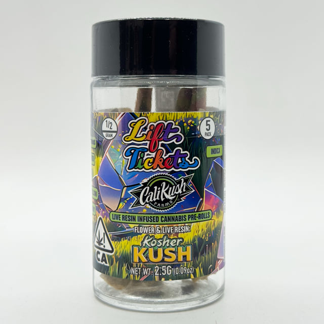 Lift Tickets x Cali Kush Farms - Kosher Kush - 5 Pack 0.5g Infused Pre-Rolls