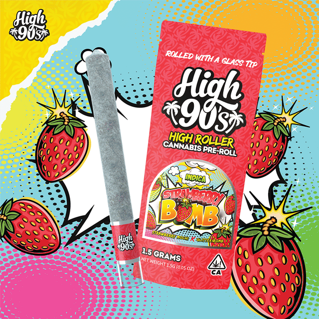 High 90's: Strawberry Bomb Glass Tip High Roller