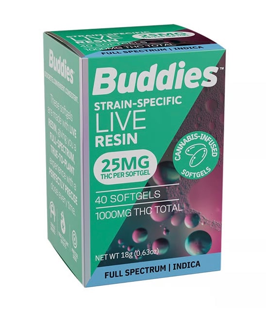 Indica | Live Resin Softgels | 25mg | 40ct Bottle | 1000mg