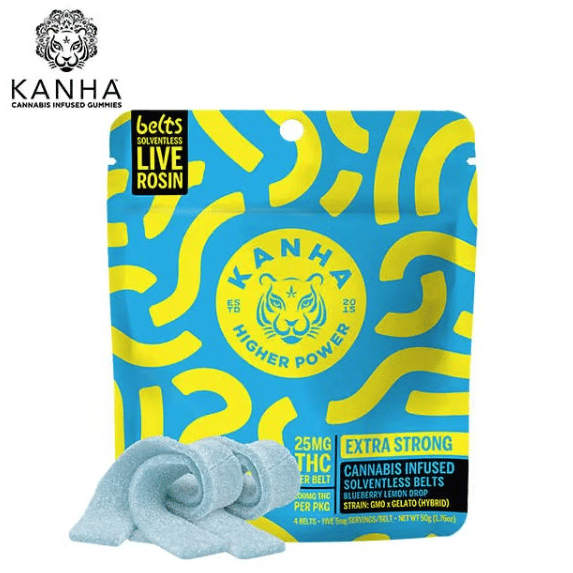 KANHA - Blueberry Lemon Drop - Solventless Live Rosin Belts (4pk) - 100mg